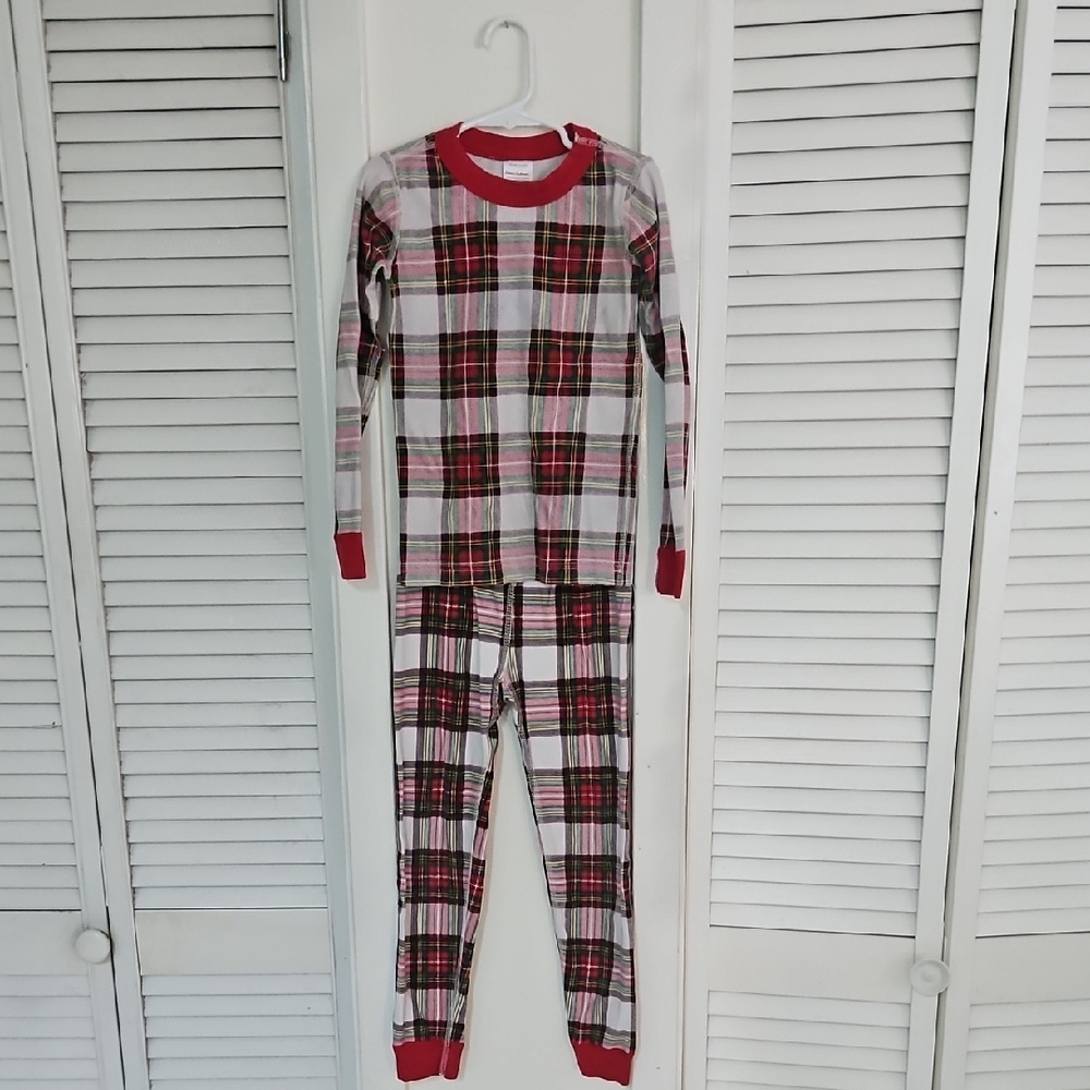 Hanna Andersson Kids Plaid Pajama Set with Red Trim